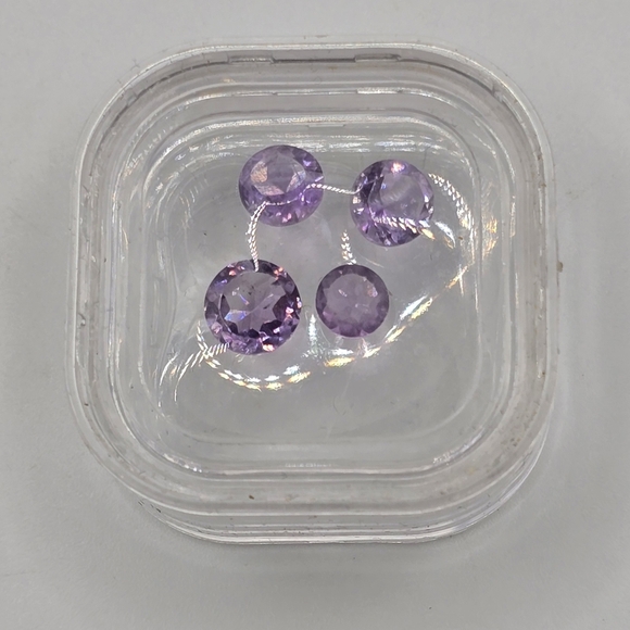 AAA Natural Amethyst Faceted Gemstone ,Round 4pc Loose Gemstones - Picture 3 of 4